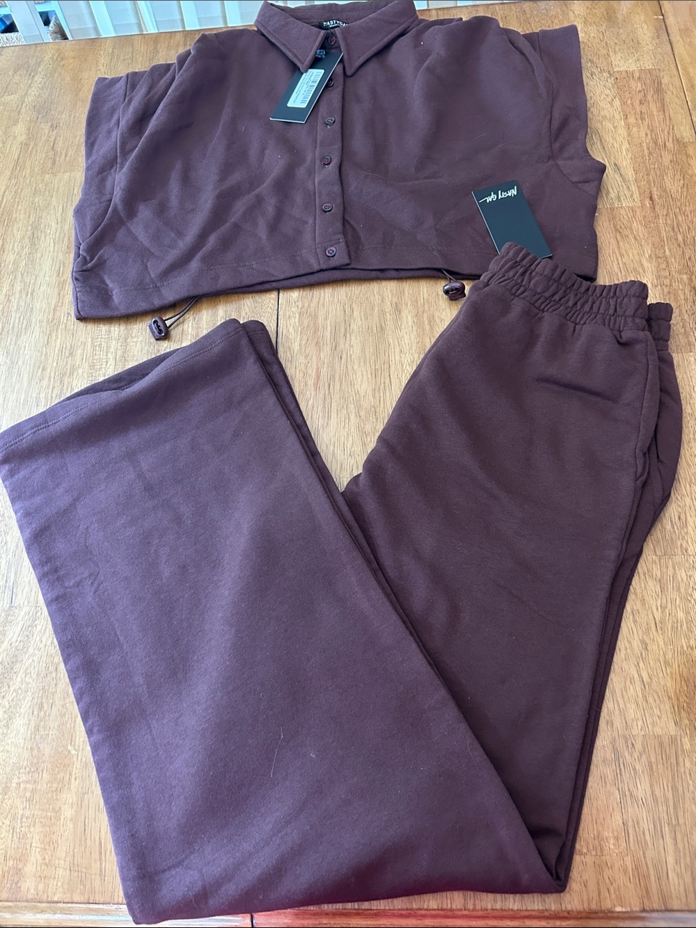 Nasty Gal women’s  Sweatpants & Top Set in chocolate size  4 NWT